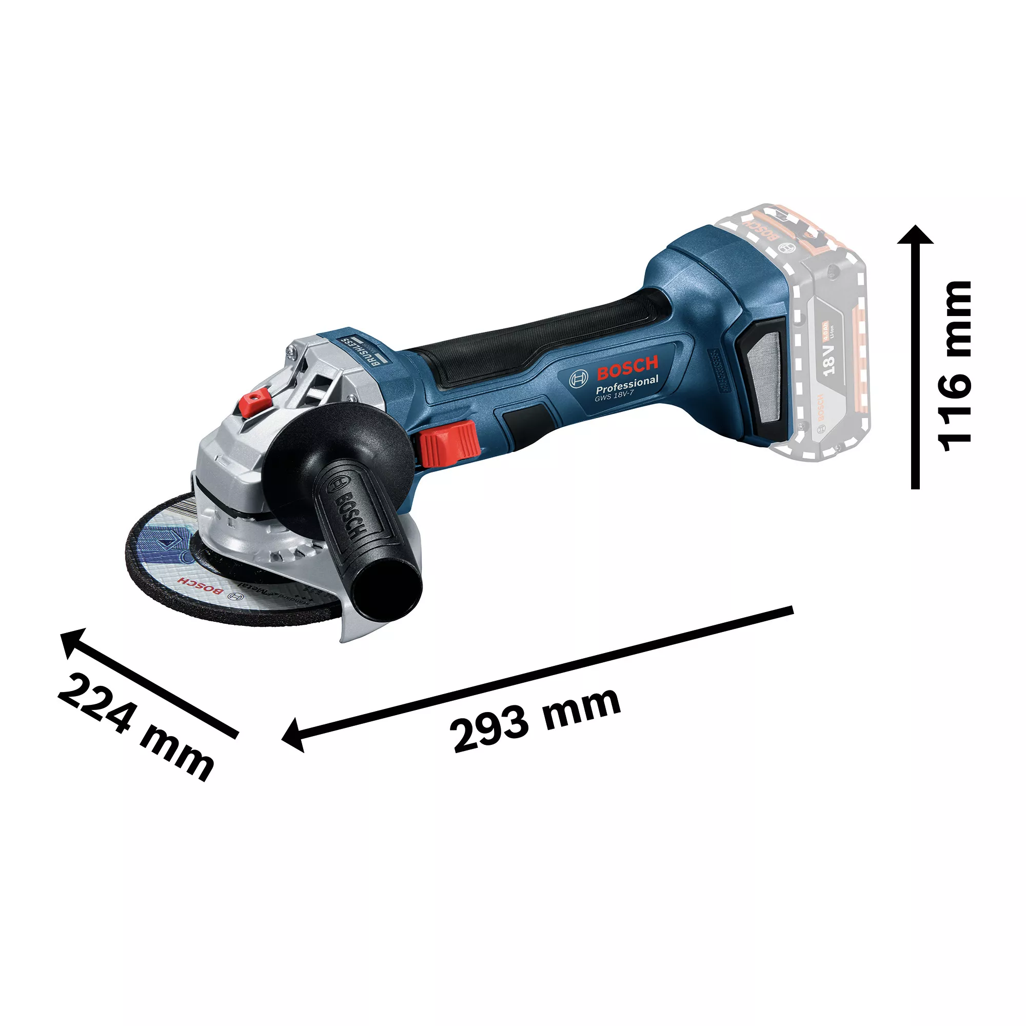 Bosch 18V Coolpack 115mm Cordless Angle Grinder GWS 18V 7 115MM - Bare Unit 4 Bosch 18V Coolpack 115mm Cordless Angle Grinder GWS 18V 7 115MM - Bare Unit - Image 2