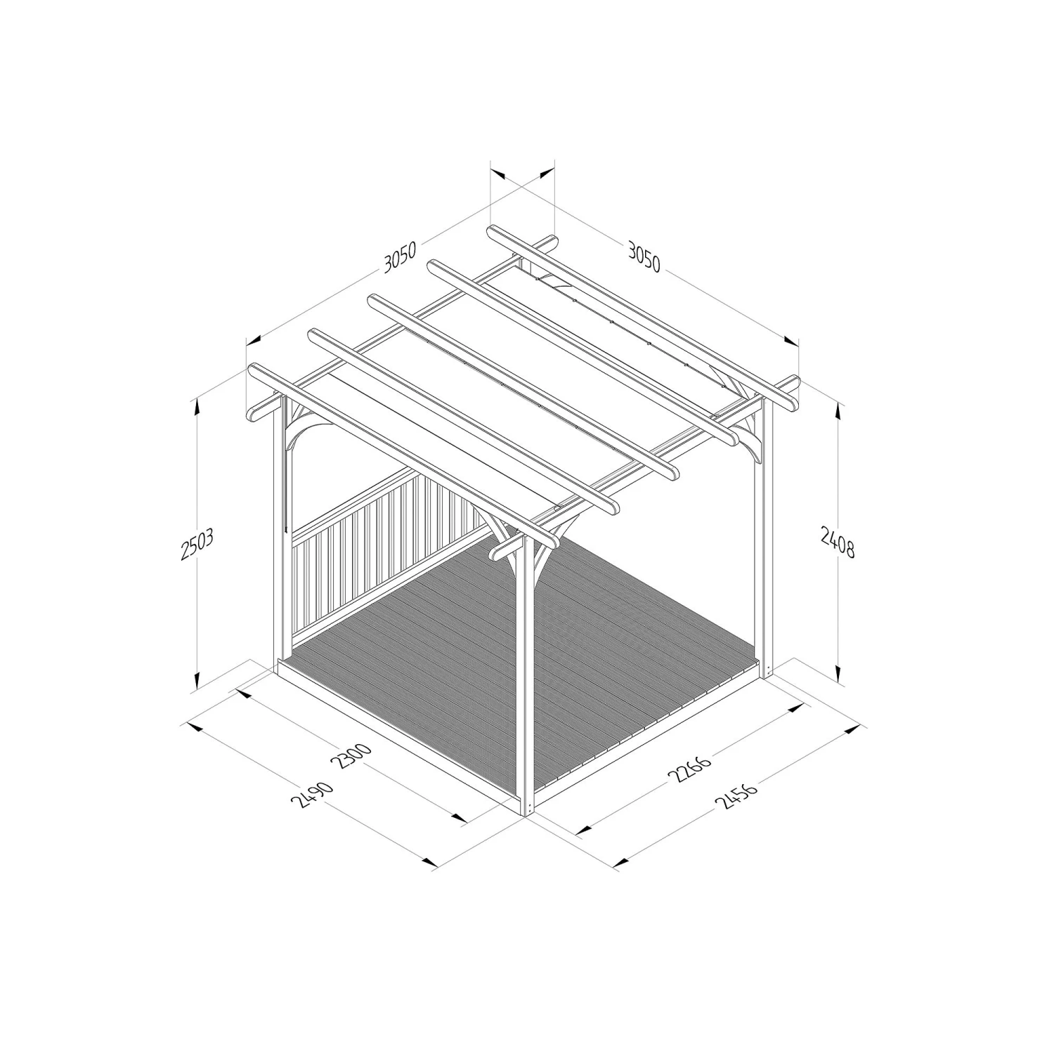 Forest Garden Grey Pergola & Decking Kit, X4 Post X1 Balustrade (H) 2.5m X (W) 5.2m - Canopy Included 3 Forest Garden Grey Pergola & Decking Kit, X4 Post X1 Balustrade (H) 2.5m X (W) 5.2m - Canopy Included - Image 2