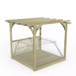 Forest Garden Natural Pergola & Decking Kit, X4 Post X1 Balustrade (H) 2.5m X (W) 3m