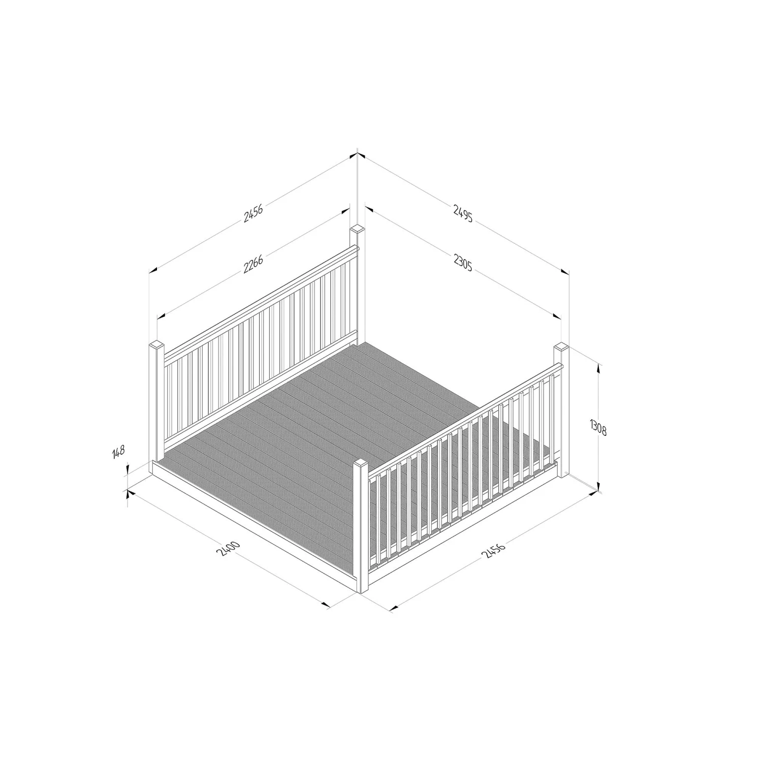 Forest Garden Softwood Decking Kit, X2 Balustrade (L) 1.31m X (W) 2.46m 4 Forest Garden Softwood Decking Kit, X2 Balustrade (L) 1.31m X (W) 2.46m - Image 2