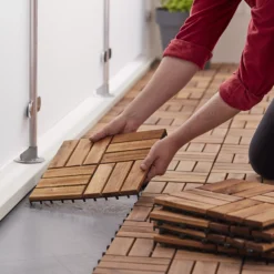 GoodHome Lempa Brown Acacia Clippable Deck Tile (L)0.3m (W)300mm (T)24mm, Pack Of 4 -Hozelock Shop goodhome lempa brown acacia clippable deck tile l 0 3m w 300mm t 24mm pack of 45059340066035 02i