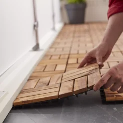 GoodHome Lempa Brown Acacia Clippable Deck Tile (L)0.3m (W)300mm (T)24mm, Pack Of 4 -Hozelock Shop goodhome lempa brown acacia clippable deck tile l 0 3m w 300mm t 24mm pack of 45059340066035 03i