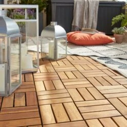 GoodHome Lempa Brown Acacia Clippable Deck Tile (L)0.3m (W)300mm (T)24mm, Pack Of 4 -Hozelock Shop goodhome lempa brown acacia clippable deck tile l 0 3m w 300mm t 24mm pack of 45059340066035 10i bq