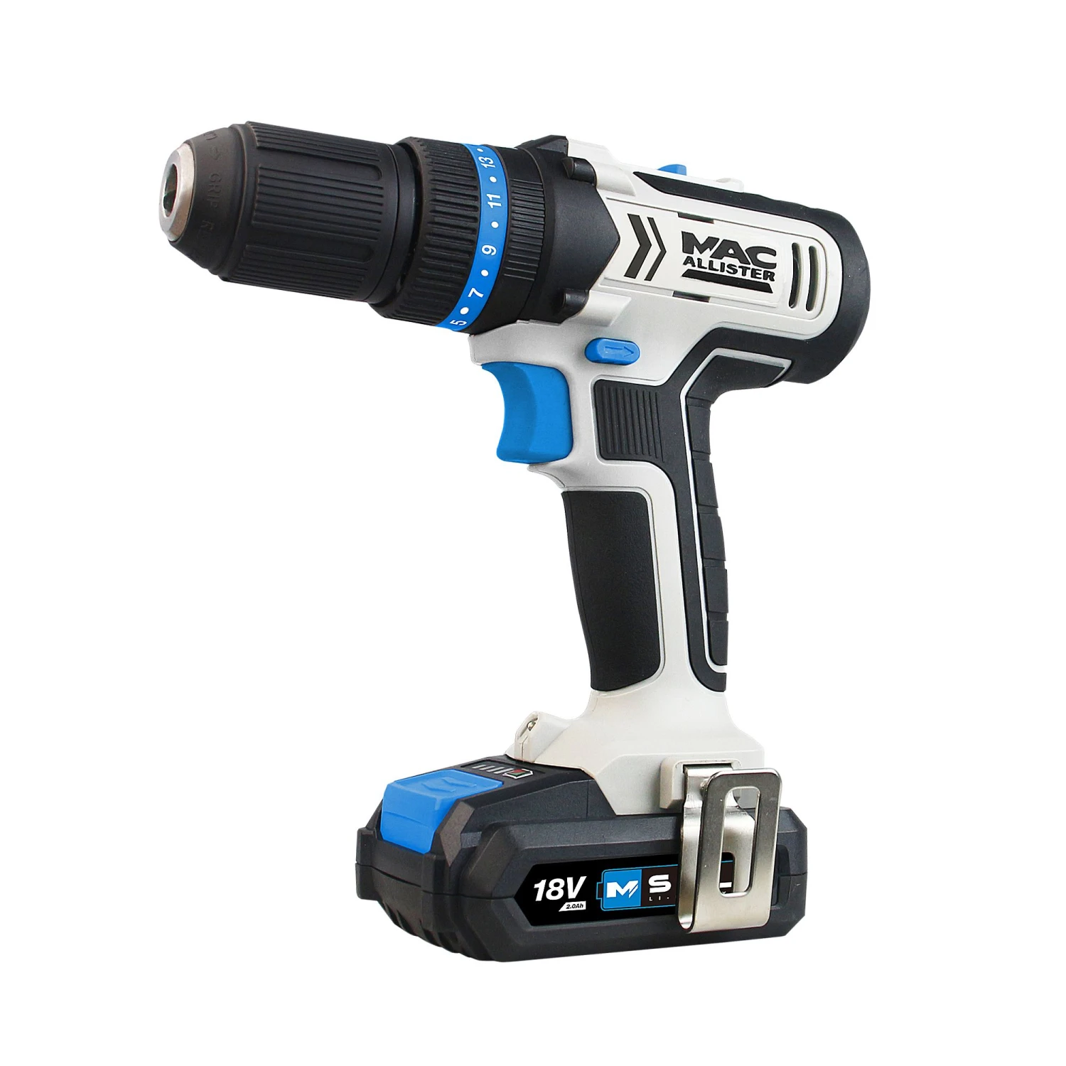 Mac Allister Solo 18V 2 X 2.0Ah Li-ion Brushed Cordless Combi Drill MCD18-Li-2 3 Mac Allister Solo 18V 2 X 2.0Ah Li-ion Brushed Cordless Combi Drill MCD18-Li-2