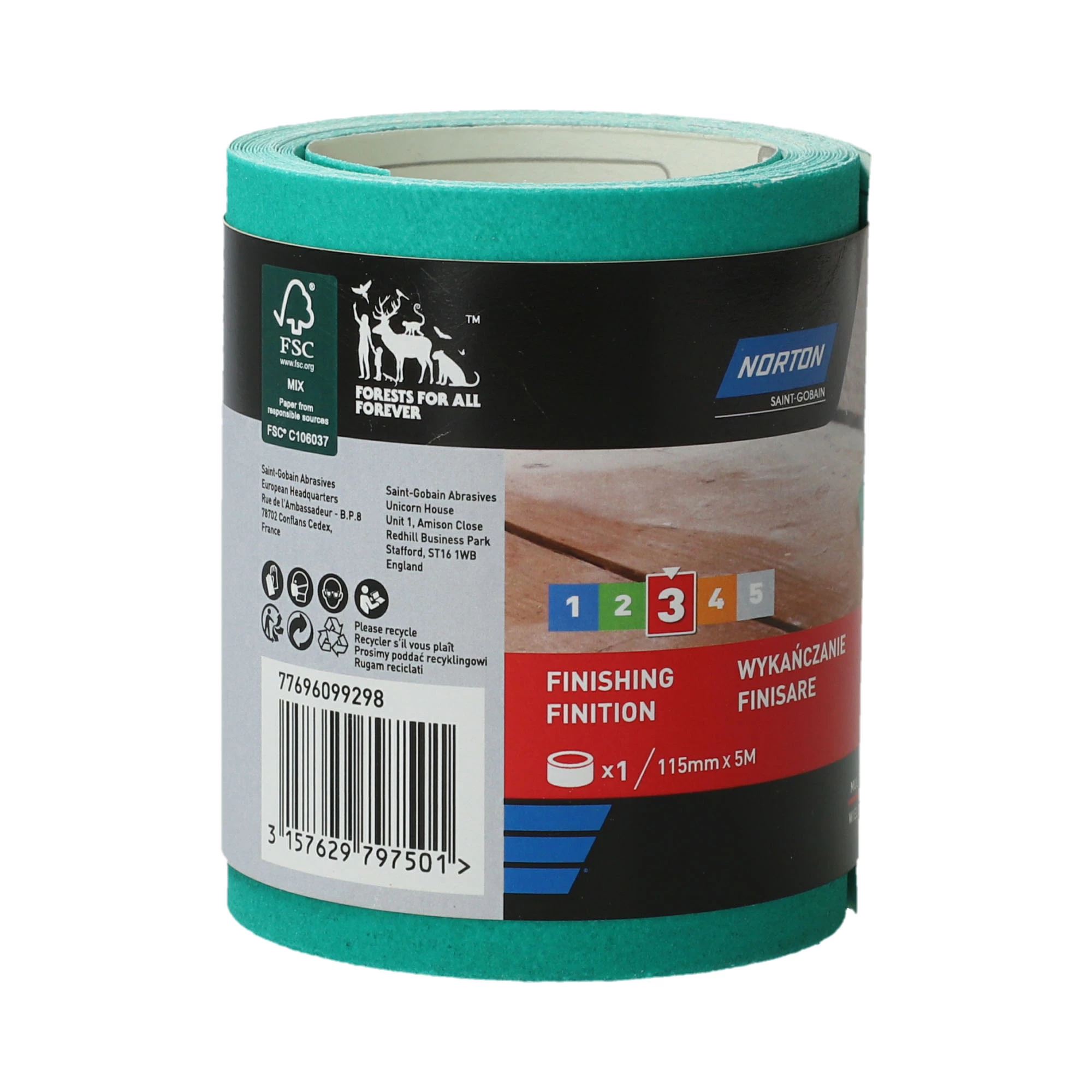 Norton 120 Grit Green Sanding Roll (L)5m (W)115mm 4 Norton 120 Grit Green Sanding Roll (L)5m (W)115mm - Image 2