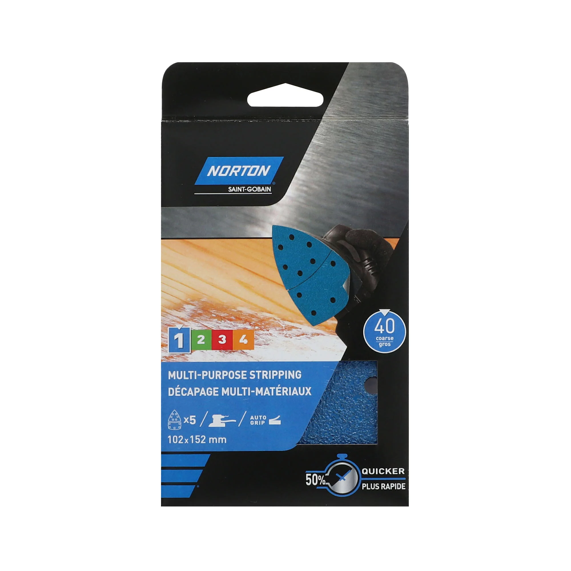 Norton 40 Grit Sanding Sheet (L)152mm (W)102mm, Pack Of 5 4 Norton 40 Grit Sanding Sheet (L)152mm (W)102mm, Pack Of 5 - Image 2