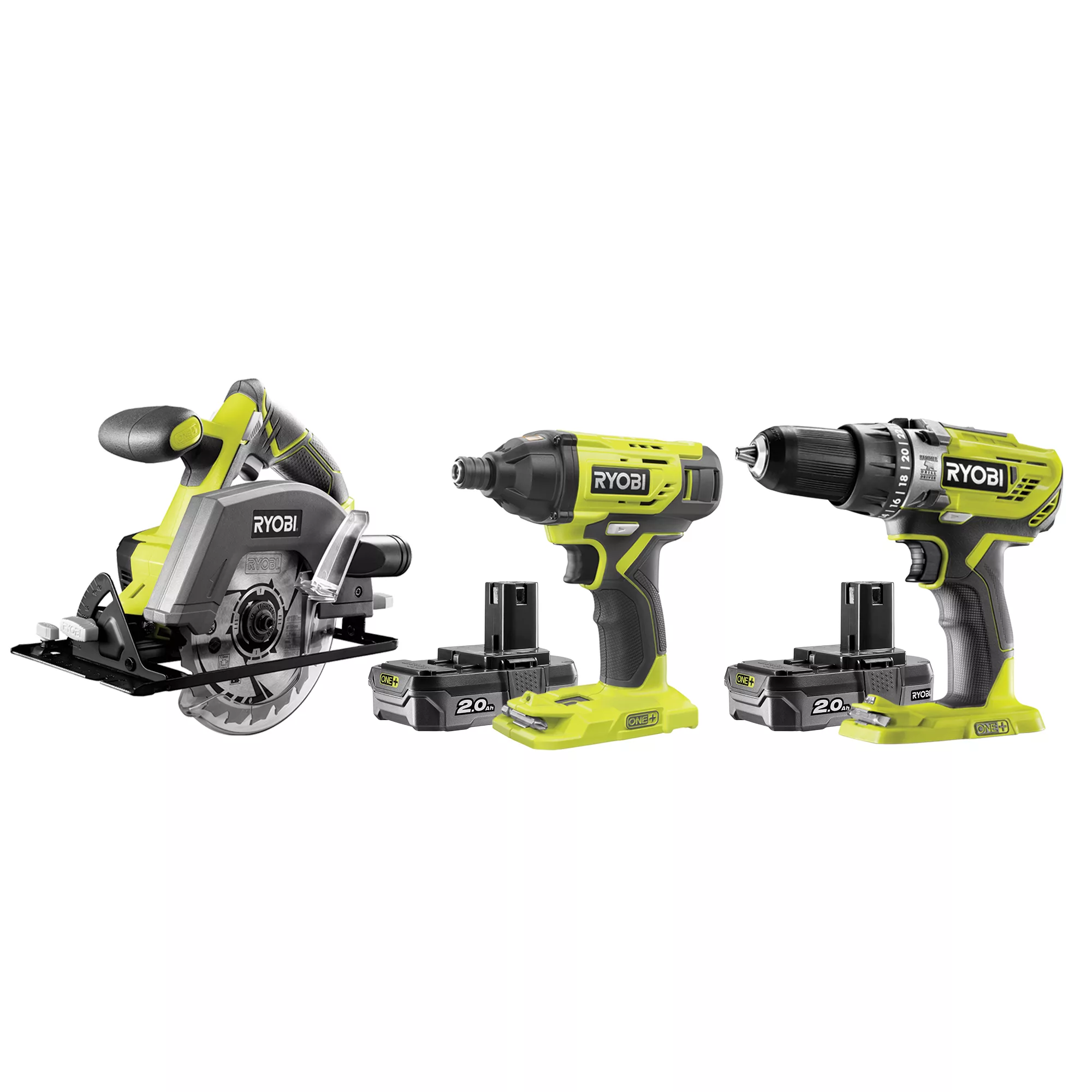 Ryobi ONE+ 18V 2Ah Li-ion One+ Cordless 3 Piece Power Tool Kit R18PDID2CSP-220S 3 Ryobi ONE+ 18V 2Ah Li-ion One+ Cordless 3 Piece Power Tool Kit R18PDID2CSP-220S